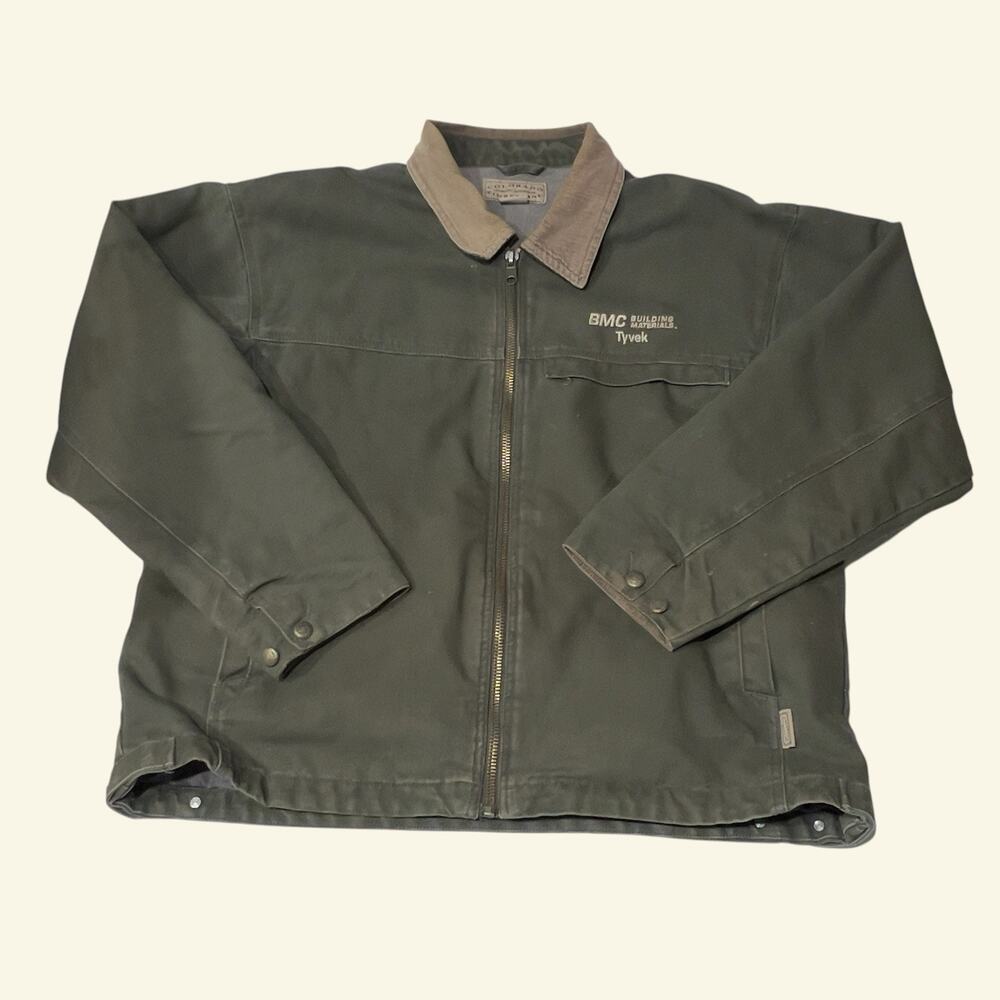 Colorado Timberline Heavy Duty Canvas Work Jacket Mens XL Olive Green Full Zip